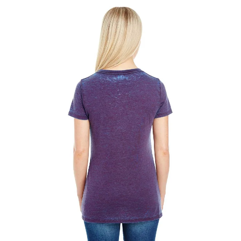 Threadfast Women's Berry Cross Dye Short-Sleeve V-Neck T-Shirt