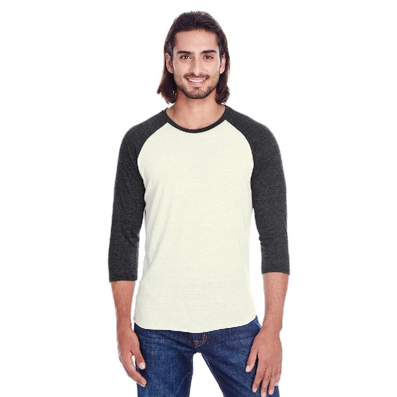 Threadfast Unisex Cream/Black Triblend 3/4-Sleeve Raglan