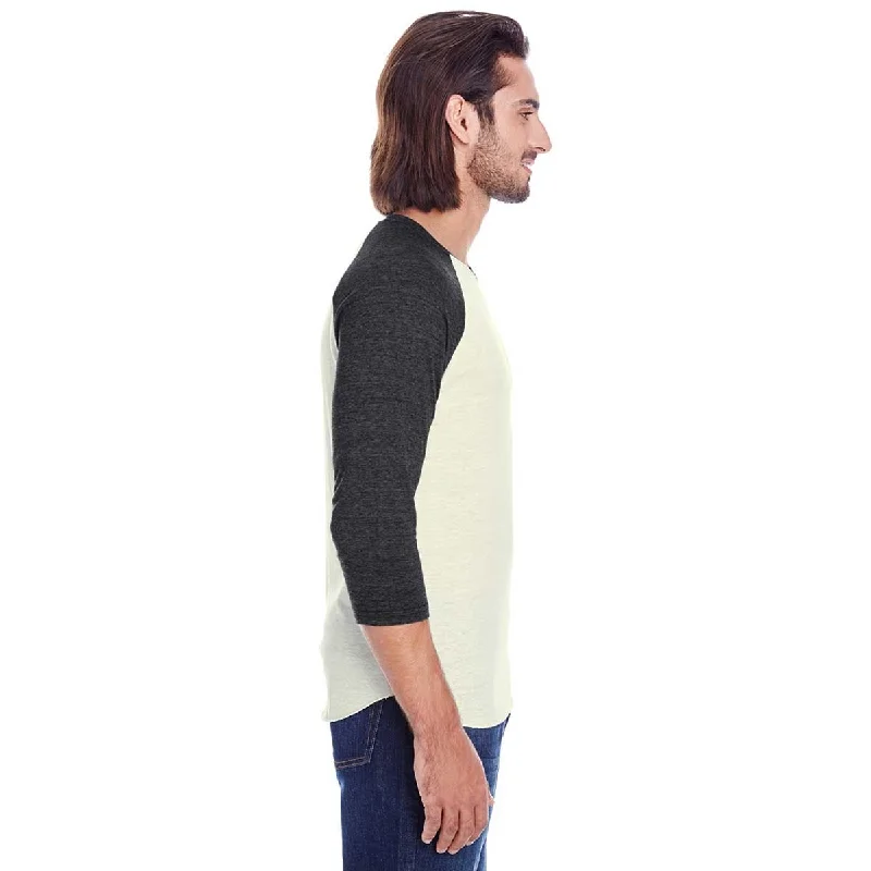 Threadfast Unisex Cream/Black Triblend 3/4-Sleeve Raglan