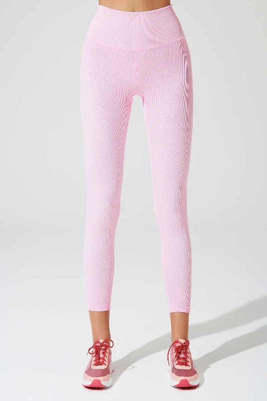 7/8 High Waist Ribbed Legging - Gilly Pink