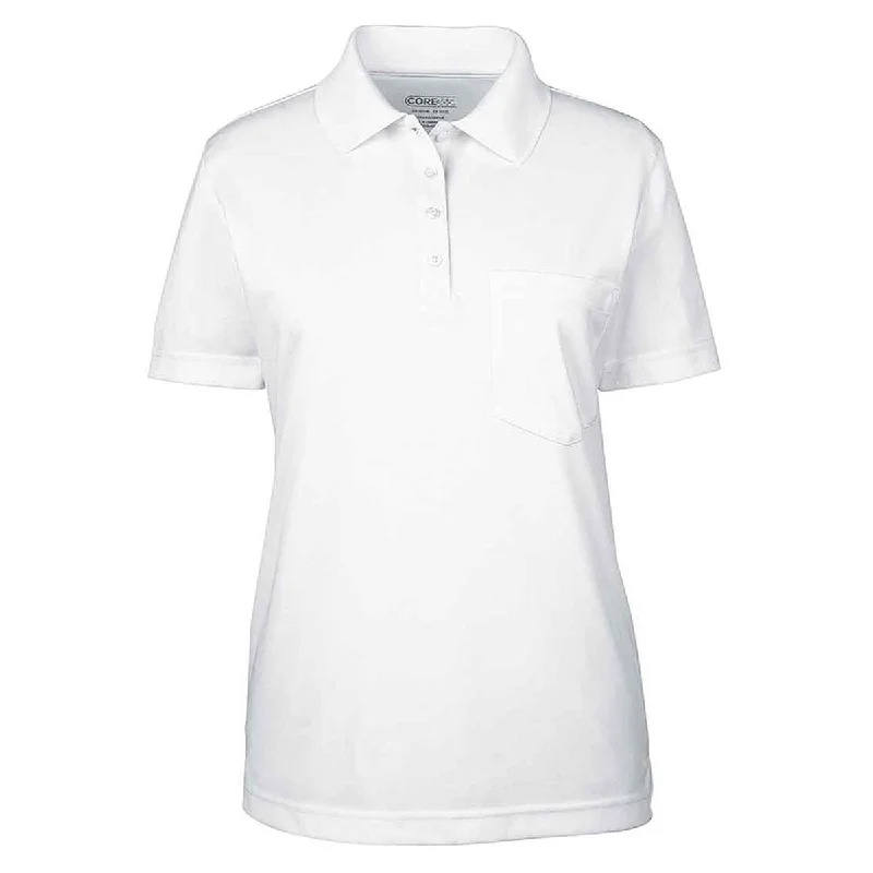 Core 365 Women's White Origin Performance Pique Polo with Pocket