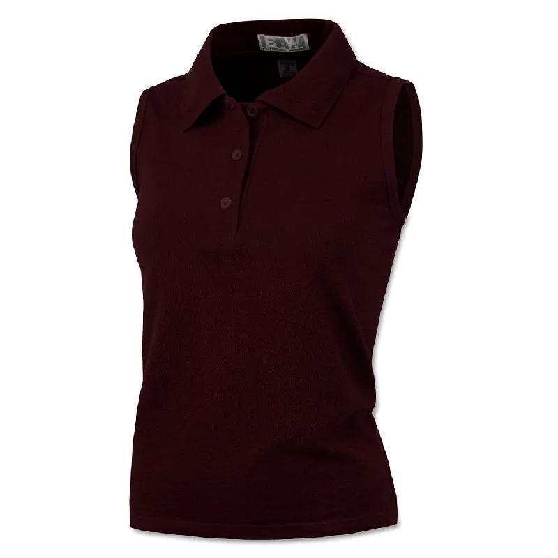 BAW Women's Maroon Sleeveless Polo