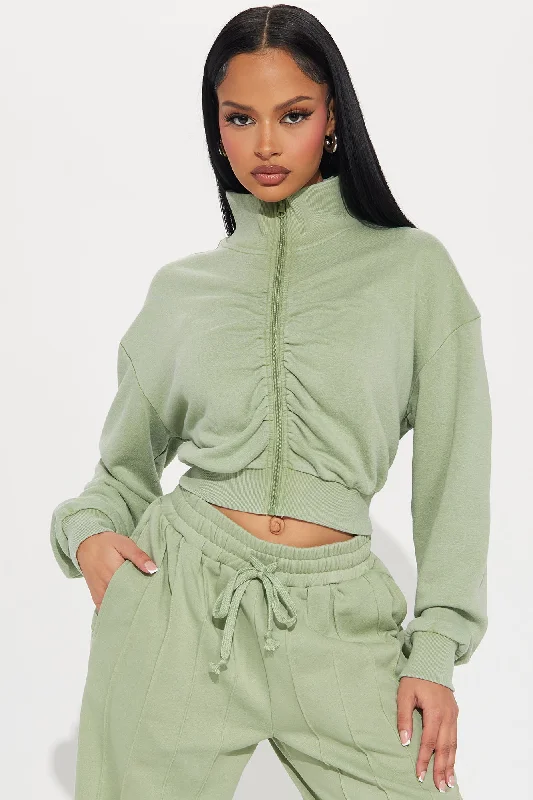 A Flight Away Lounge Zip Up Jacket - Sage