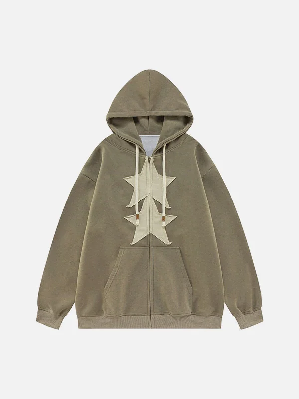 Aelfric Eden Embroidery Star Zip Up Hoodie