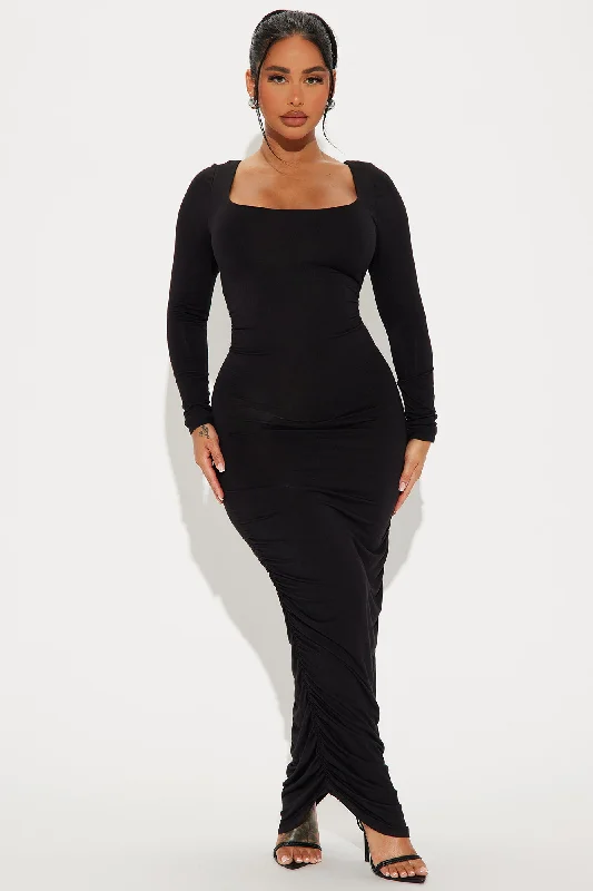 All Ruched Up Maxi Dress - Black