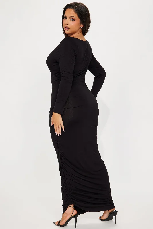 All Ruched Up Maxi Dress - Black