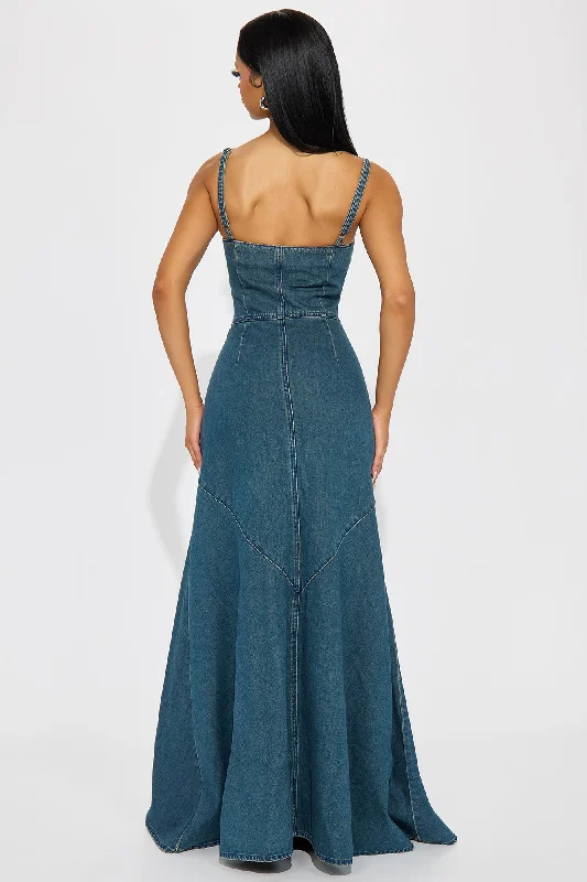 Allie Denim Maxi Dress - Medium Wash