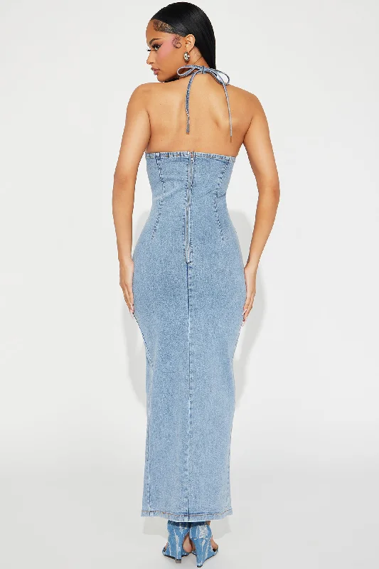 Allison Denim Maxi Dress - Light Wash