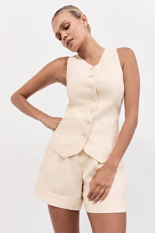 ALONDRA LEMON LINEN VEST