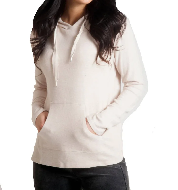 Alyssa Kashmira Hooded Sweatshirt Drawstrings In Beige