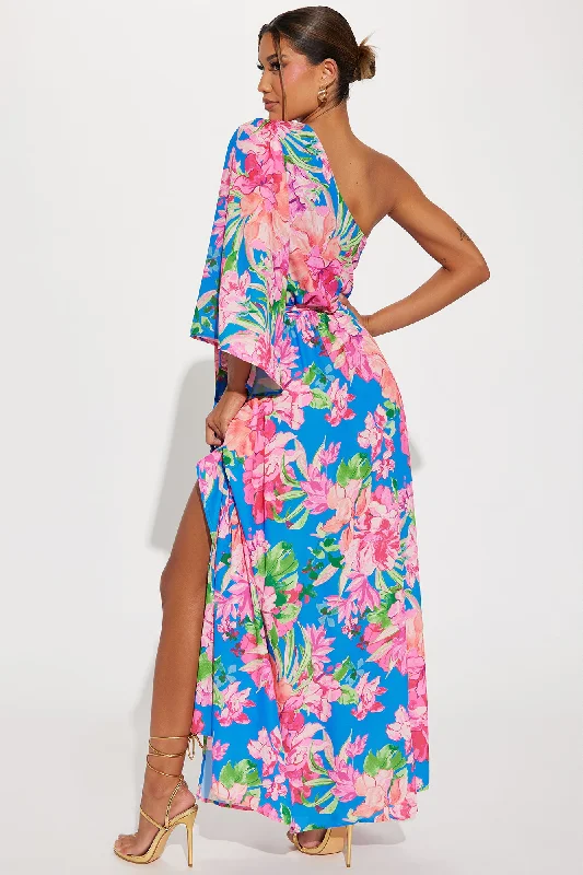 Amalfi Coast Chiffon Maxi Dress - Blue/combo