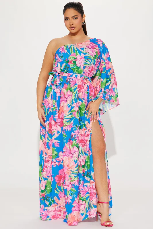 Amalfi Coast Chiffon Maxi Dress - Blue/combo