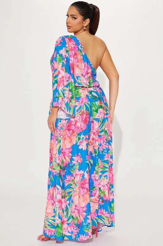 Amalfi Coast Chiffon Maxi Dress - Blue/combo