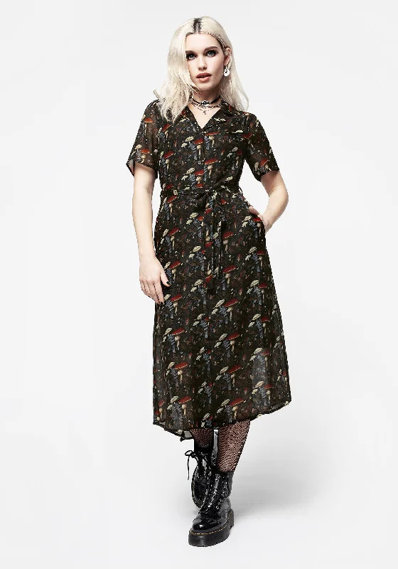 Amanita Chiffon Midi Shirt Dress