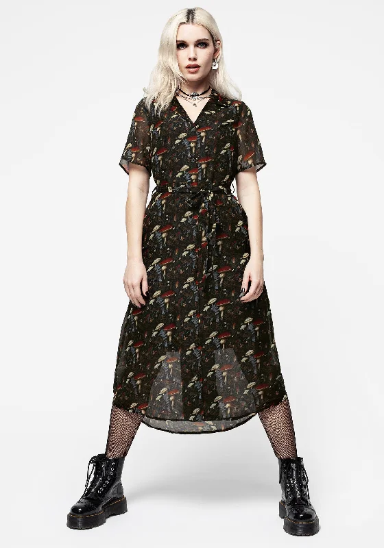 Amanita Chiffon Midi Shirt Dress