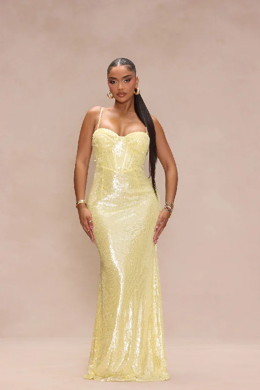 Ariella Sequin Maxi Dress - Yellow