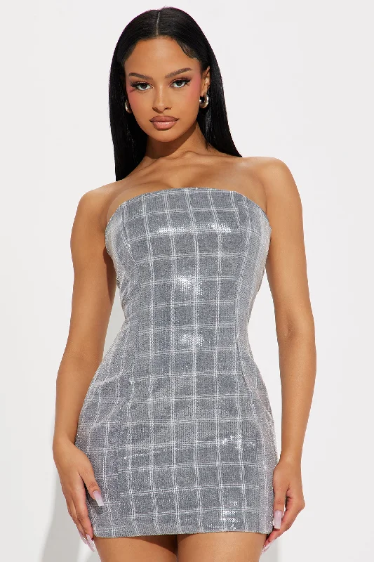 As If Sequin Mini Dress - Grey