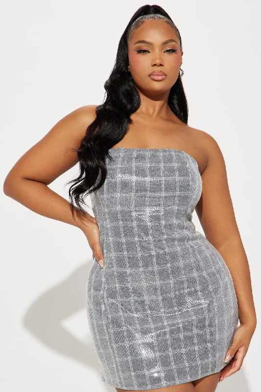 As If Sequin Mini Dress - Grey