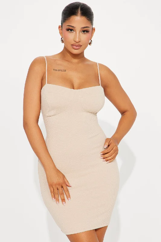 Beatrice Ribbed Mini Dress - Tan