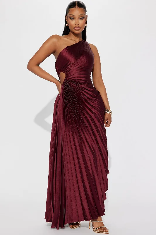 Belle Satin Maxi Dress - Wine