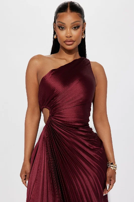 Belle Satin Maxi Dress - Wine