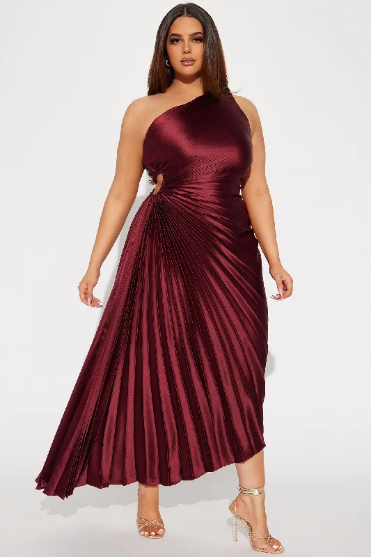 Belle Satin Maxi Dress - Wine