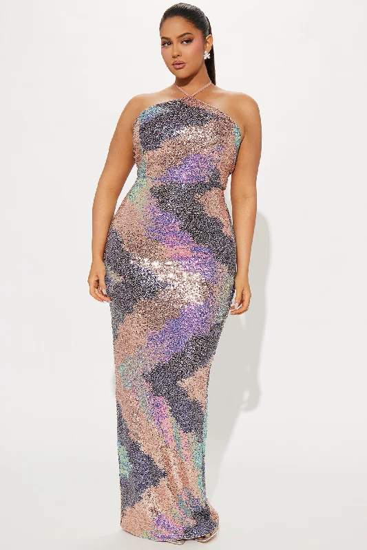 Bianca Halter Sequin Maxi Dress - Multi Color