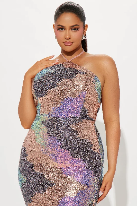 Bianca Halter Sequin Maxi Dress - Multi Color