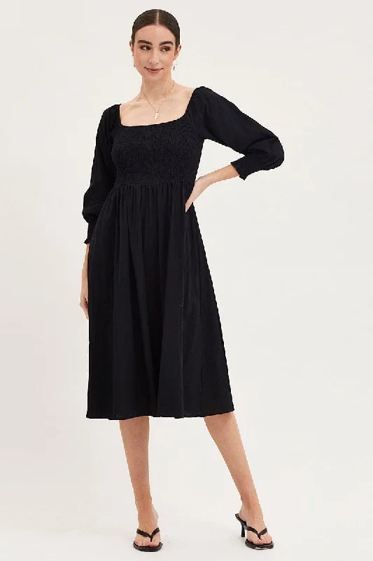 Black Dress Long Sleeve Maxi