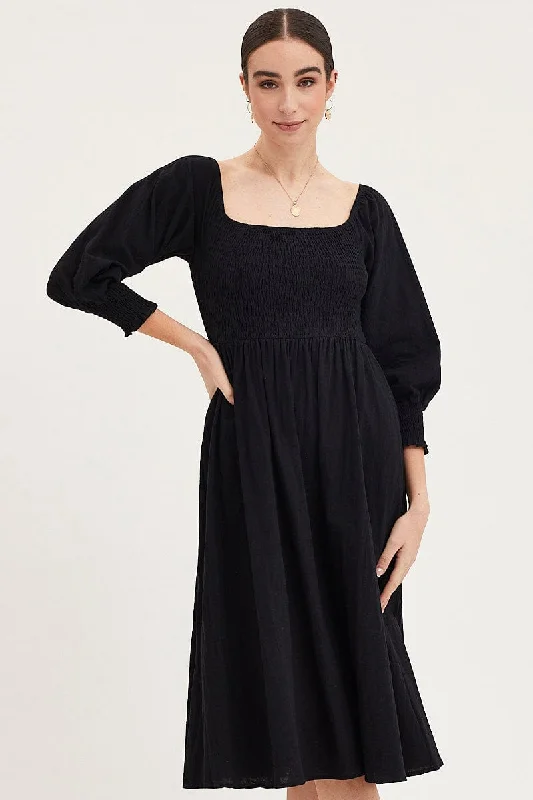 Black Dress Long Sleeve Maxi