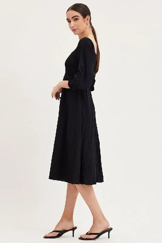 Black Dress Long Sleeve Maxi