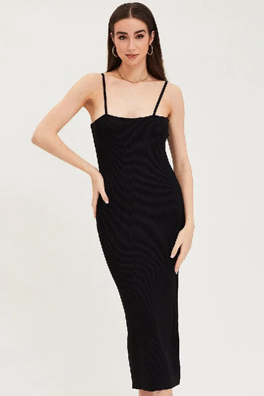 Black Kint Midi Dress