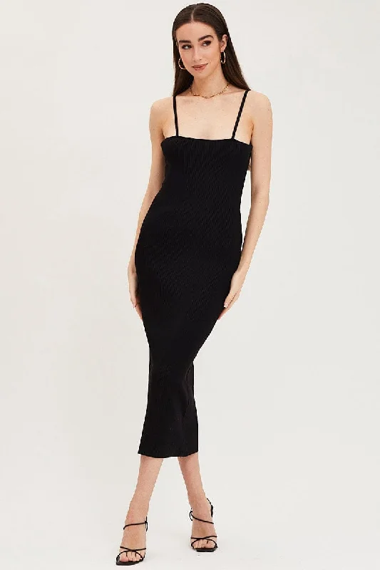 Black Kint Midi Dress