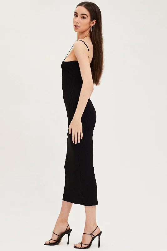 Black Kint Midi Dress