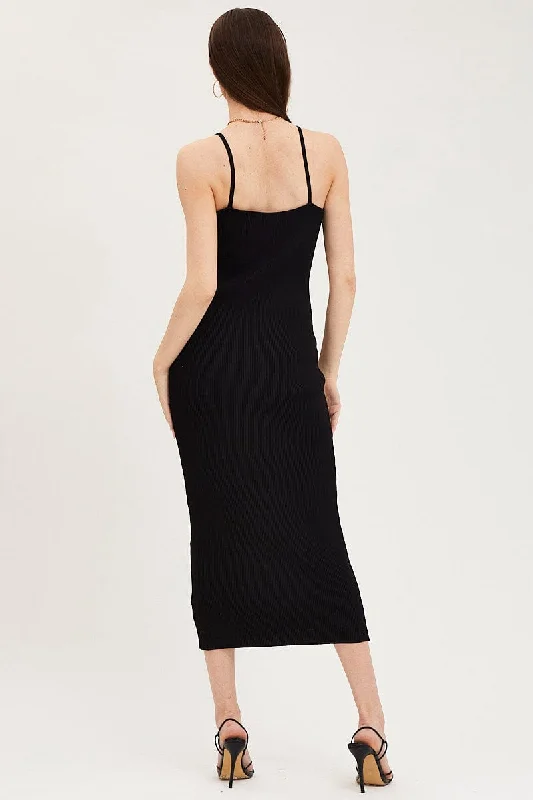 Black Kint Midi Dress