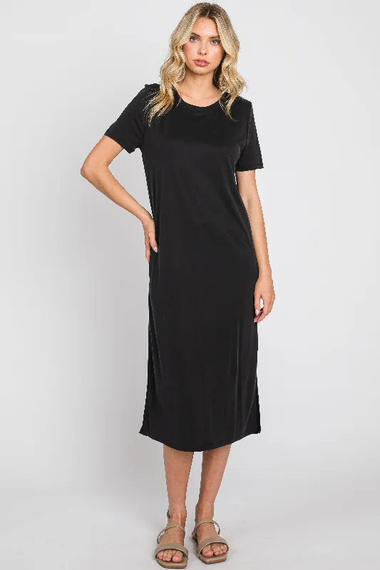 Black Shift Midi Dress