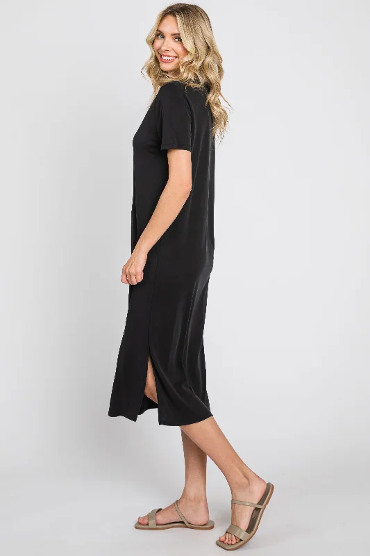 Black Shift Midi Dress