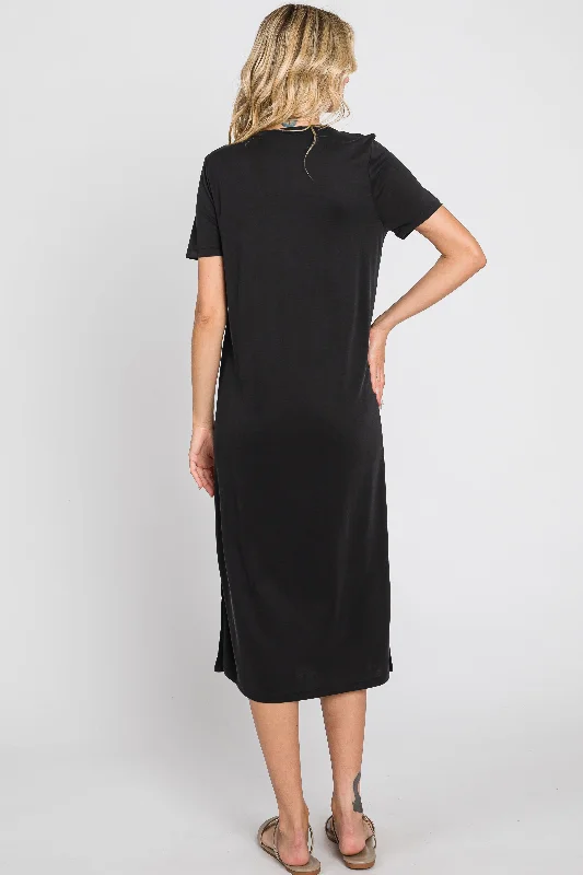 Black Shift Midi Dress