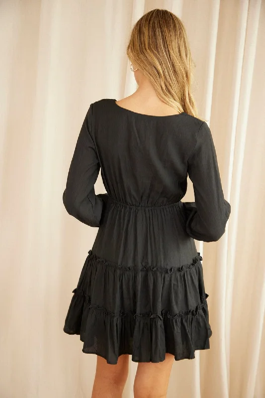 Black Skater Dress Long Sleeve