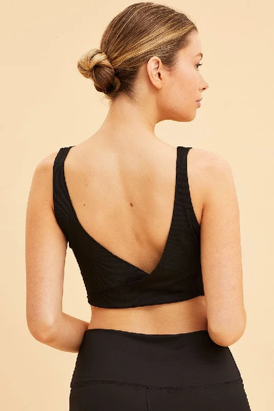 Black Sleeveless Tank Cross Back Crop Reversible