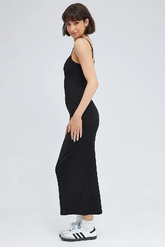 Black Supersoft Slim Fit Maxi Dress