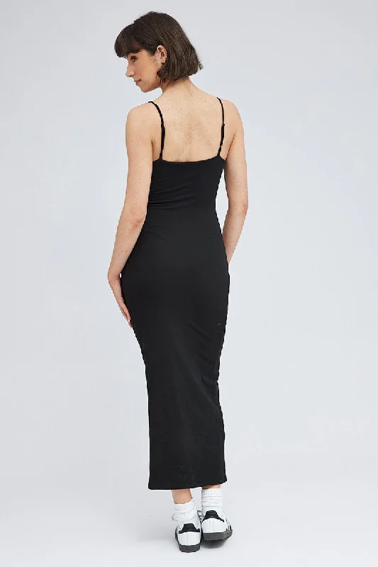 Black Supersoft Slim Fit Maxi Dress