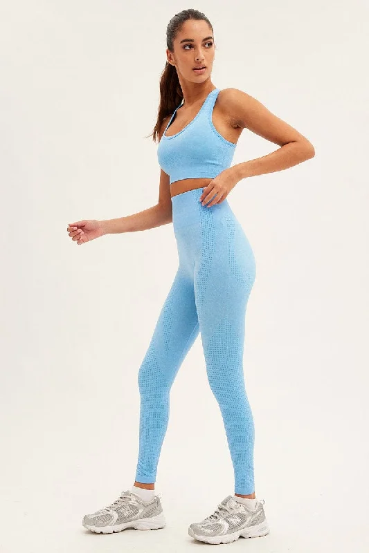 Blue Activewear High Rise Legging Seamless