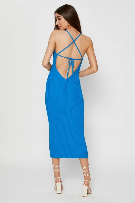 Blue Knit Dress Bodycon