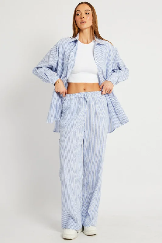 Blue Stripe Relaxed Shirt Long Sleeve