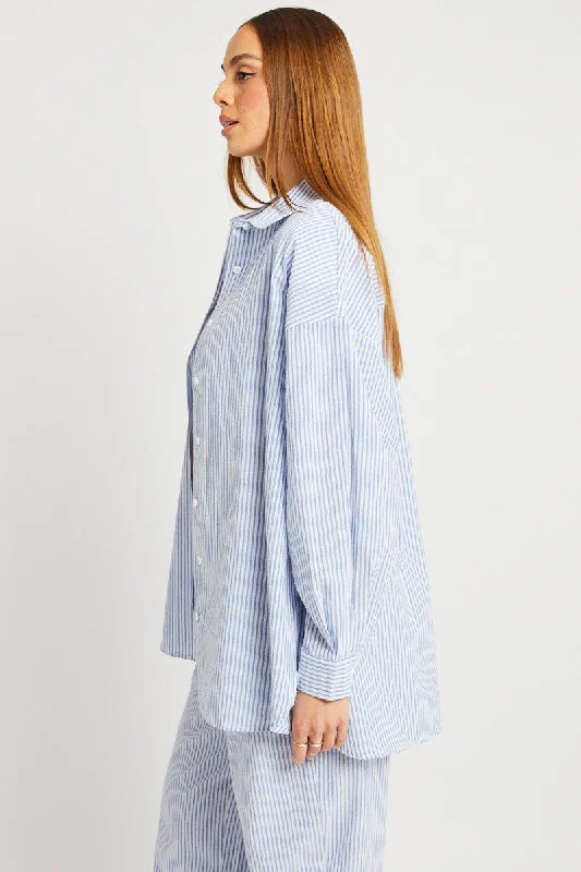 Blue Stripe Relaxed Shirt Long Sleeve