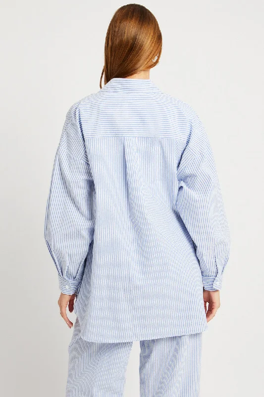 Blue Stripe Relaxed Shirt Long Sleeve