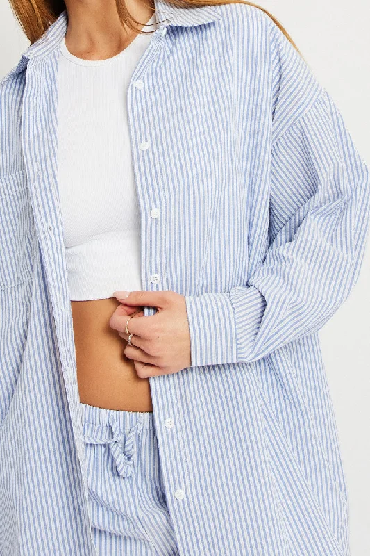 Blue Stripe Relaxed Shirt Long Sleeve