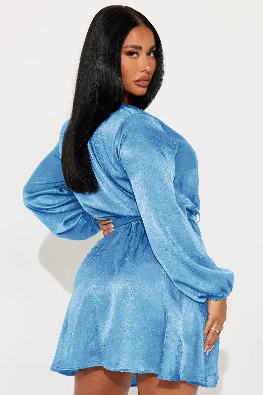 Boardroom Beauty Mini Shirt Dress - Blue