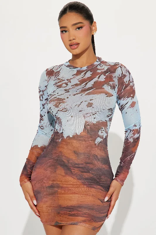 Born To Roam Mesh Mini Dress - Multi Color